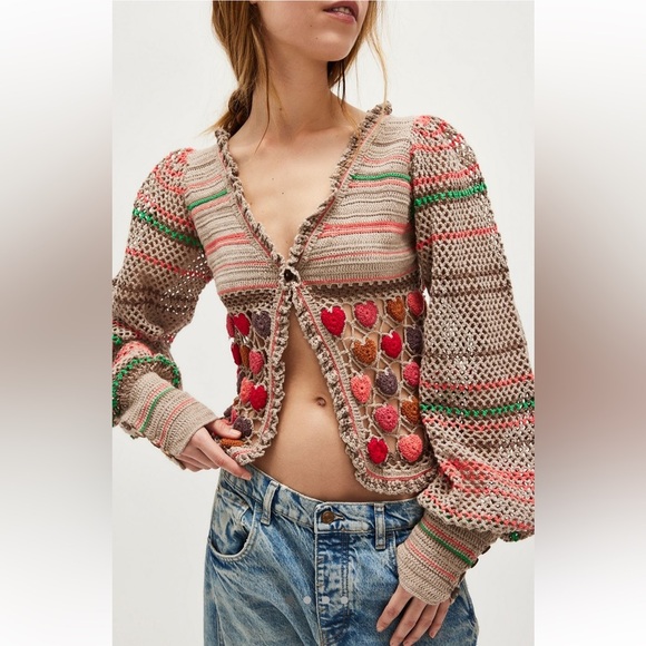 Free People Sweaters - Free People Heart Eyes Cardi- XS